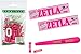 Aktivkohlefilter Pink Set - 50 Purize Xtra Slim 5,9mm + 2X 32 ZETLA Kingsize Slim Papers pink + Jointhülle pink + Hybrid-Shop Rasta-Button