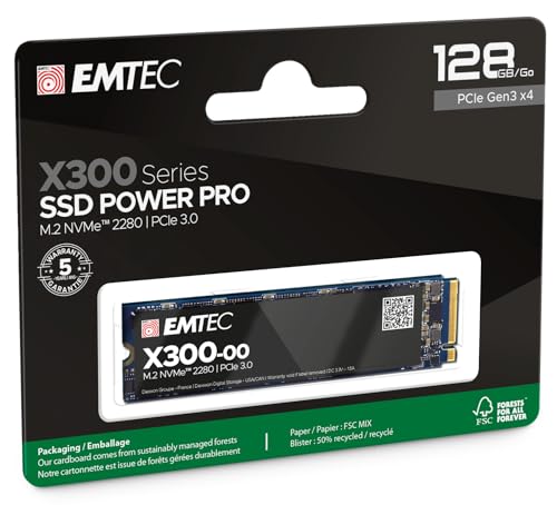 SSD interne 128Go M.2 NVMe EMTEC X300 disque flash PCIe 3.0 2280