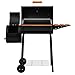 Royal Gourmet CC1624W Barrel Charcoal Grill with Offset Smoker, 552 Sq. In. Cooking Area, Wooden Front and Side Shelf with Hooks, Mesh Bottom Shelf, Charcoal Grill for Outdoor Grilling, Black