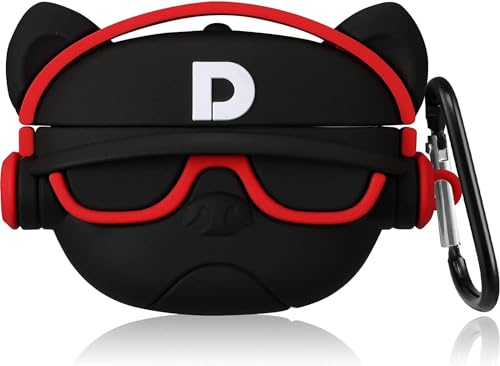 Image of Dezet Cute Soft Silicone Pouh Case for Airpods Pro GEN-2 (2022) � 3D Cartoon Animal Character Cover with Keychain Ring, Shockproof & Dustproof Protective Case for Kids & Girls (Hip HOP RED)