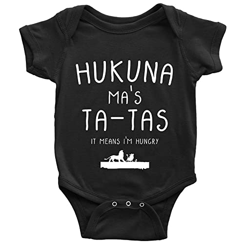 Image of Hukuna Ma's Ta Tas Baby Funny Joke Lion Milk Hungry Present King Body Suit 0-24 Months White Short Sleeve