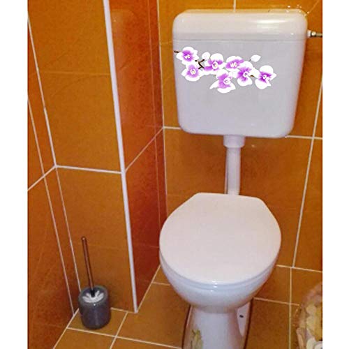 SHMAZ WC Deckel Aufkleber 22.1 * 9.7Cm Lila Orchidee Zimmer Wandtattoo Aufkleber Mode Toilette Toilette Dekoration