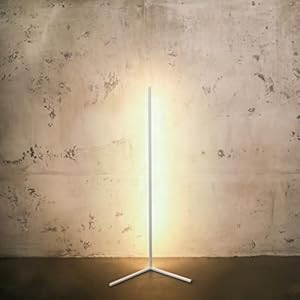 Minimaal lamp – LED vloerlamp dimbaar – design hoeklamp in zwart en wit – Corner lamp – elegante lichtzuil met warm licht voor elke hoek (wit)