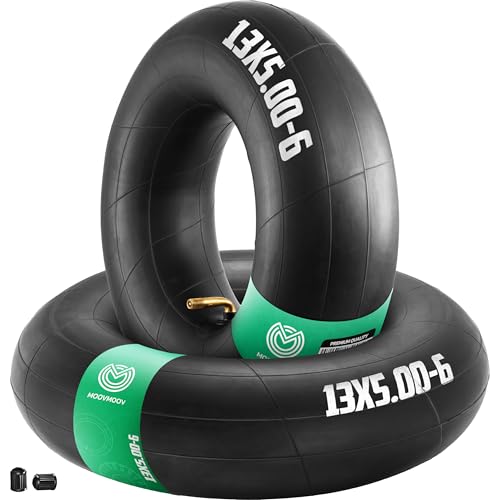 MoovMoov Chambre à Air 13x5.00-6 pour pneus de Tracteur Tondeuse, Tondeuse Autoportée, Pocket Quad et Remorque de Jardin - Jante 6 pouces - Valve coudée - Lot de 2