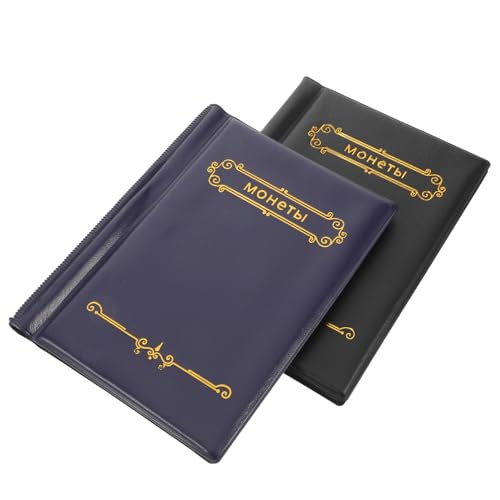 NOLITOY 2 Álbumes Organizadores de Monedas 120 Bolsillos Cubiertas de PU y PVC Almacenamiento Portátil para Colección de Monedas 28 MM Adecuado para Coleccionistas y Viajes