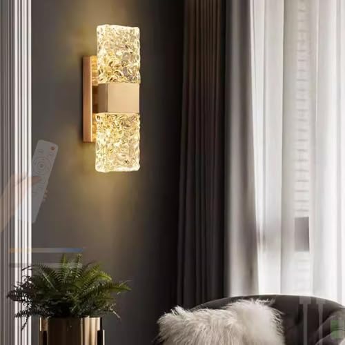 Apliques de pared inalámbricos LED dorados regulables con mando