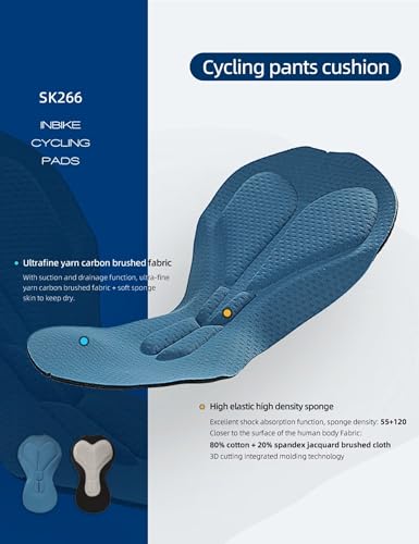 INBIKE Short feminino de ciclismo com esponja 3D de alta densidade acolchoado longo respirável, Pret