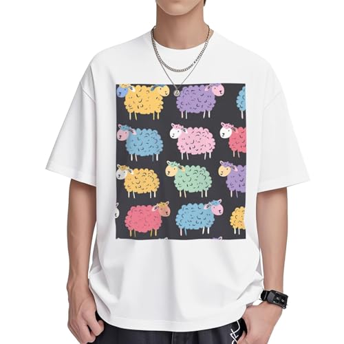 T-shirt coton femme manches courtes imprimé dessin animé, top tunique ample col rond été