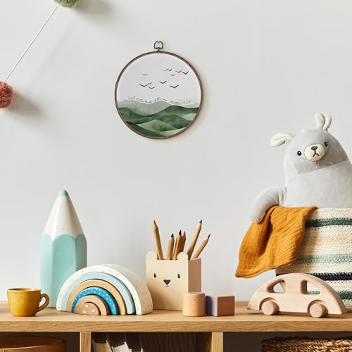 Arte de pared redondo TLESKE con versículo bíblico y lienzo enmarcado estilo boho de montaña 4