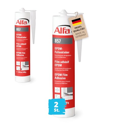 2x Alfa EPDM Kleber 310 ml Profi-Qualität schwarz elastischer EPDM-Folienkleber zum Verkleben von EPDM-Folie und anderen Dichtfolien