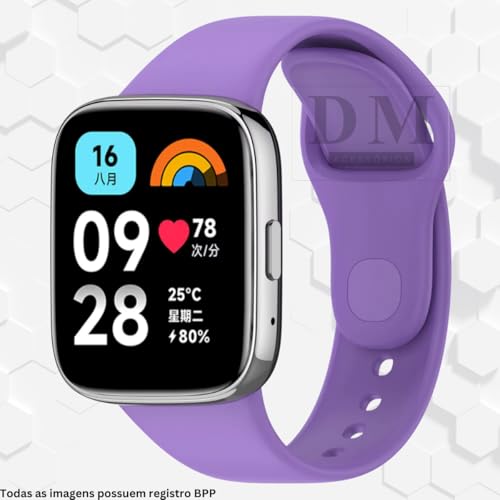 Pulseira Silicone Borracha Para Xiaomi Redmi Watch 3 ACTIVE M2235W1 DM VARIEDADES (Lilás)