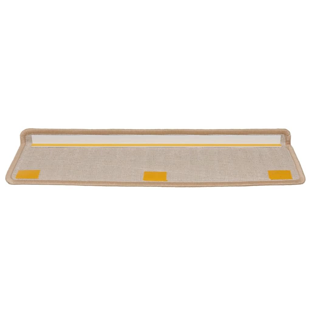 vidaXL Tapis d'escalier 15 pièces 65 x 21 x 4 cm Bordure rectangulaire dorée