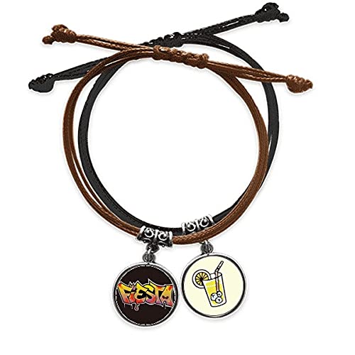 Bracelet en cuir fait main au design street art et graffiti unique