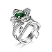Ayoiow Coussin pour Bagues Mariage,Plaqué Or Zircon Vert Incrusté De Fleur Rose Argent Vert Bague pour Femme Taille：59