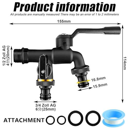 Robinet extérieur double sortie laiton avec 2 raccords de tuyau inclus - 3