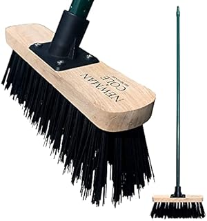 Newman & Cole Garden Broom Outdoor, 10 Stiff Yard Brush with Hard Synthetic PVC Bristles and 120cm Screw Fit Solid Metal Handle