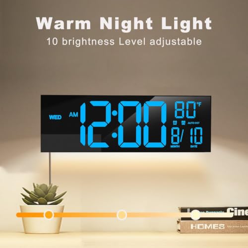Image of JALL 13 inch Large Digital Wall Mount Clock, Count Down Timer, Alarm, Big LED, DST, Temperature for Living Room Classroom Desk, Xmas, Birthday Gift for Senior Mom Dad, RGB