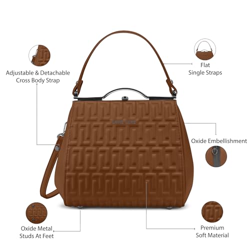 Image of Lavie Luxe Women's Fluffel Frame Satchel Handbag for Women | Satchel Bag for Work | Ladies purse | Stylish Shoulder Bag | Gift For Women