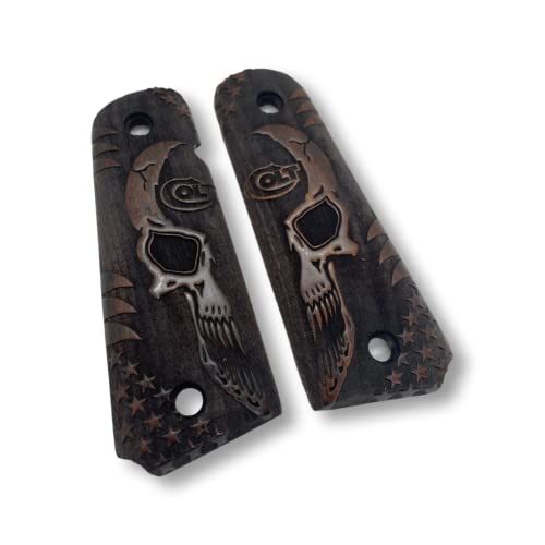 Zib Grips For 1911 Grips, 1911 Full Size, 1911 Punisher, Handgun Grips, 1911 Wood Grips, 1911 Grips Full Size, Punisher Grips, 1911 Accessories, Widely Fit 1911 Models (Punisher Head - Dark Oak) #TOP1