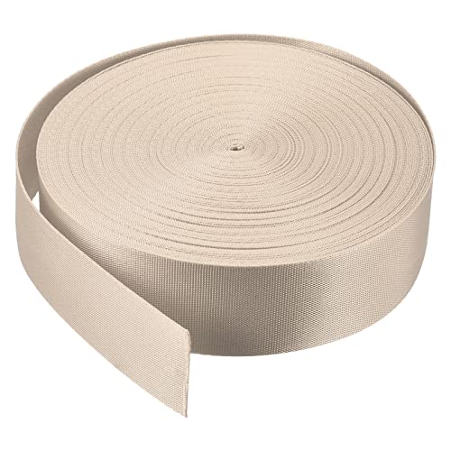 MECCANIXITY Flat Nylon Webbing Strap 1.5 Inch 25 Yards Champagne for Backpack, Cargo Strap, Luggage-rack