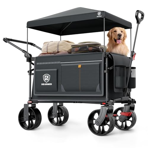 EVER ADVANCED XXL Bollerwagen faltbar 225L bis 150kg mit Bremse Dach Handwagen...