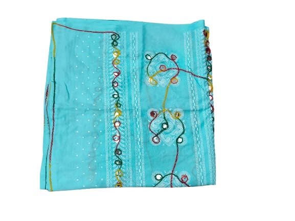 Image of Women Dupatta Yellow with Mirror Work Embroidery