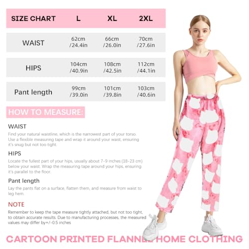 Image of SANNIDHI Anime Pajamas Pants Women's Girls Cartoon Cat All Character Kawaii Cat Print Flannel Lounge Sleep Bottoms Christmas Pajama Pants