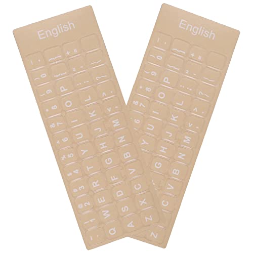2 Pack Universal English Keyboard Stickers Transparent Background, Transparent Background with White Lettering for Computer Laptop Notebook Desktop, Replacement Computer Keyboard Stickers (English)
