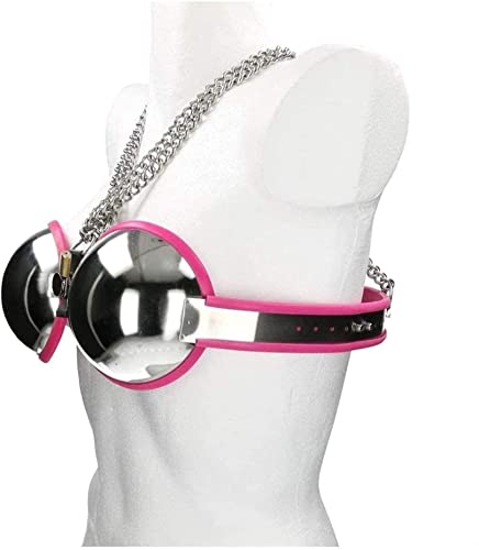Soutien-gorge verrouillable en silicone rose avec ceinture de chasteté