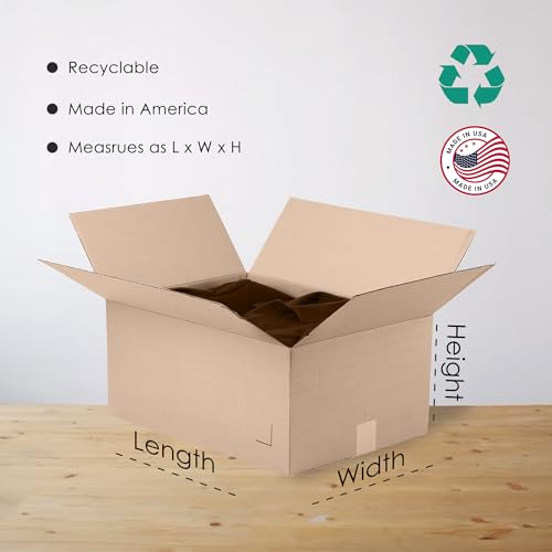 Image of The Boxery 12x12x6'' Shipping Boxes Brown /Kraft Corrugated Cardboard Shipping Boxes 25-Pack | Mailing, Packing, Moving & Storage -Durable-Eco-Friendly, Recyclable-Made in the USA
