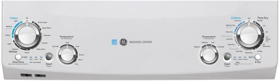 GE White GUD27EESNWW 27"" Electric Laundry Center with 3.8 cu. ft. Washer Capacity and 5.9 cy. ft. Dryer Capacity in White