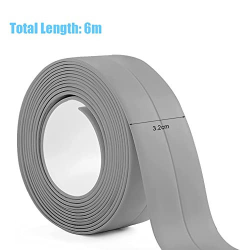 Weichsockelleiste 16 x 16mm 6m, Weichsockelleiste Selbstklebend, Flexible Knickleiste, aus PVC, für Küche und Badezimmer (6m Grau)