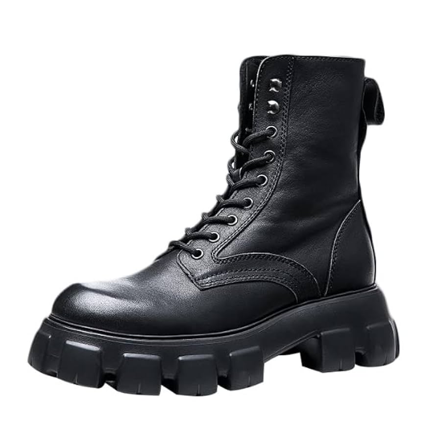 YRSHENG Men's Boots Big Toe High-top Work Boots Leather