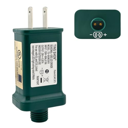 Image of Power Supply TS-60W290V Class 2 Transformer 29V 0.207A 6W Raintight IP44 US Plug Connector 1 /2in 12mm Adapter Replacement for TS-LU6W LED String Light Holiday Lighting Christmas X-Mas Tree