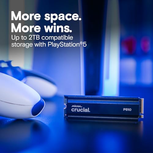 Image of Crucial P510 1TB Gen5 NVMe SSD with Heatsink, Up to 11,000 MB /s, PCIe 5.0 M.2 2280 SSD, Internal Solid State Drive, Compatible with Desktop, & PS5, +Acronis Software - CT1000P510SSD5-01