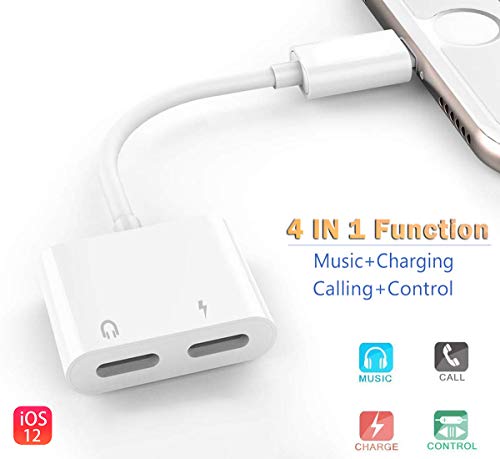 Headphones for iPhone Adapter Dongle 4 in 1 Headphone Splitter Adapter [Audio
