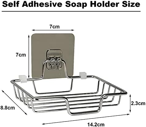 Soap Dish Holder Self Adhesive 2 Pack Stainless Steel Soap Basket Wall Mounted