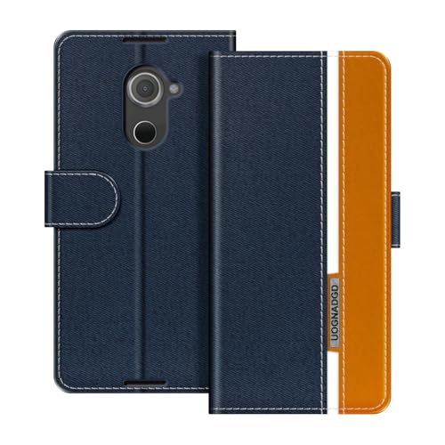 UOGNADGD Lederhülle Kompatibel mit BlackBerry DTEK60 Klappbares Portemonnaie-Hülle mit Magnetverschluss Ständer & Kartenfächern stoßfestem Schutz (Blau)