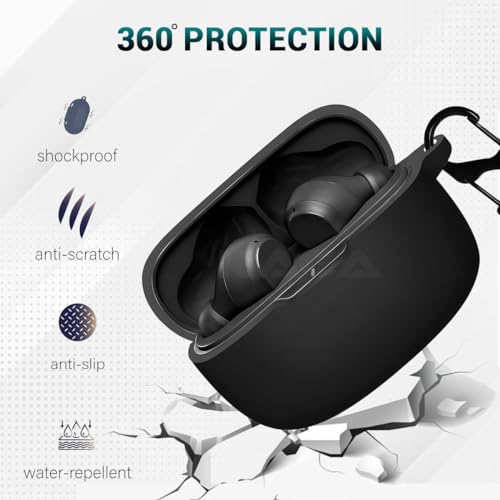 Image of LIRAMARK Silicone Cover Case with Carbiner Compatible with JBL Wave Beam /JBL Vibe Beam (Black)