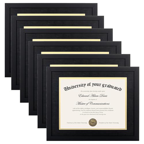 Image of upsimples Diploma Frame with HD Glass, 11x14 Black, 6 Pack