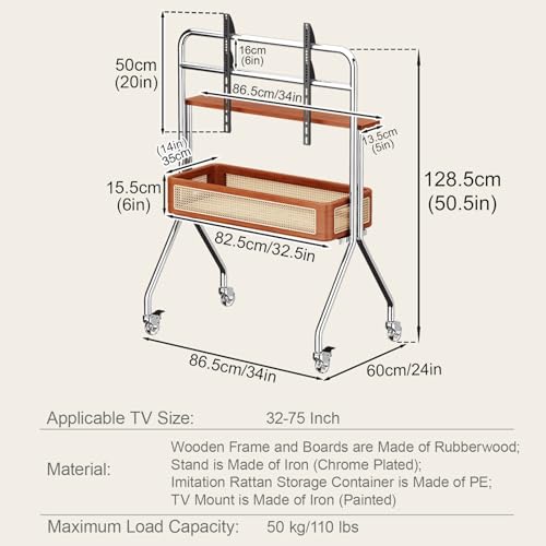 Soporte móvil para TV de piso para 32-75 pulgadas miniatura 2