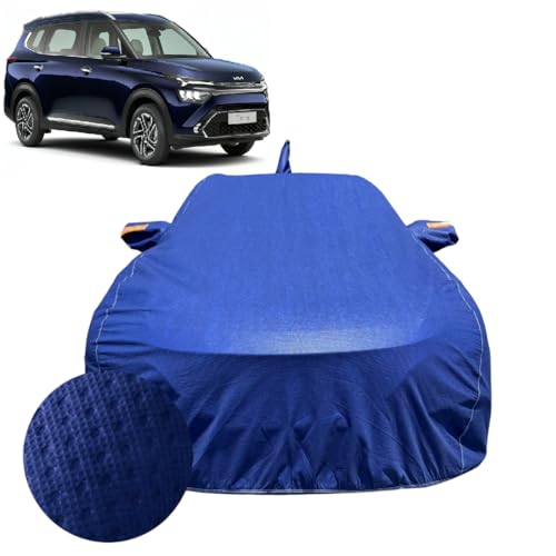 Image of Car Cover Compatible For Kia Carens (2022-2026) | 100% Waterproof Cover with Antenna & REFLECTIVE Mirror Pockets | Dustproof, Scratchproof, Heatproof Carens Car Cover|Soft Cotton Lining| BLUE