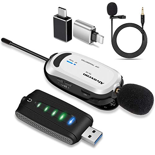 ワイヤレスマイク USB Alvoxcon ピンマイク 無線 iPhone パソコン Android イヤホン端子付きPCマイク UHF 録音録画 拡声 モニタリング 軽量 日本語説明書 UM310Pro