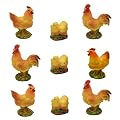Pinenjoy 9Pcs Realistic Mini Farm Chicken Figurines Miniature Rooster Hen and Chick Figures Resin Animal Cake Toppers for DIY Fairy Garden Micro Landscape Desk Craft Decors