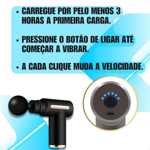 Massageador Elétrico Profissional Muscular Pistola Massagem Recarregável Super Relaxante MioFascial