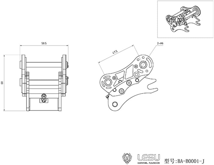 LESU Metal Selector Grab Grapple Fixed Mount 1/14 RC Hydraulic Carter Excavator Model