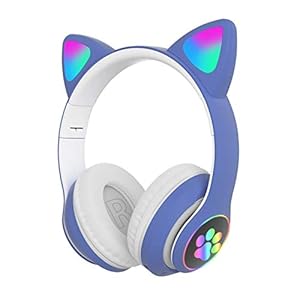 Modonghua Meisje Draadloze Gaming Headset, Leuke Kat Ear Headset met LED-verlichting, Ruisonderdrukkende Stereo Gaming…