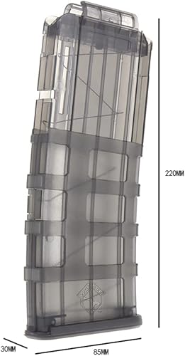 Miniatura 3 de WORKER Revista táctica estilo Magpul de 12 dardos para Nerf N-Strike Elite y Nerf Modify Toy (negro transparente)