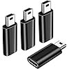 Paquete de 4 adaptadores USBC a Mini USB, adaptador USB Mini a Usbc compatible con carga y sincronización de datos, compatible con cámara digital, receptor GPS, cámara de salpicadero, reproductor de