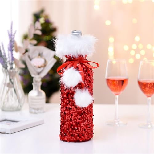 Emballages de verres à vin de Noël et bouteilles : pack de 5 sacs élégants décoratifs de table
